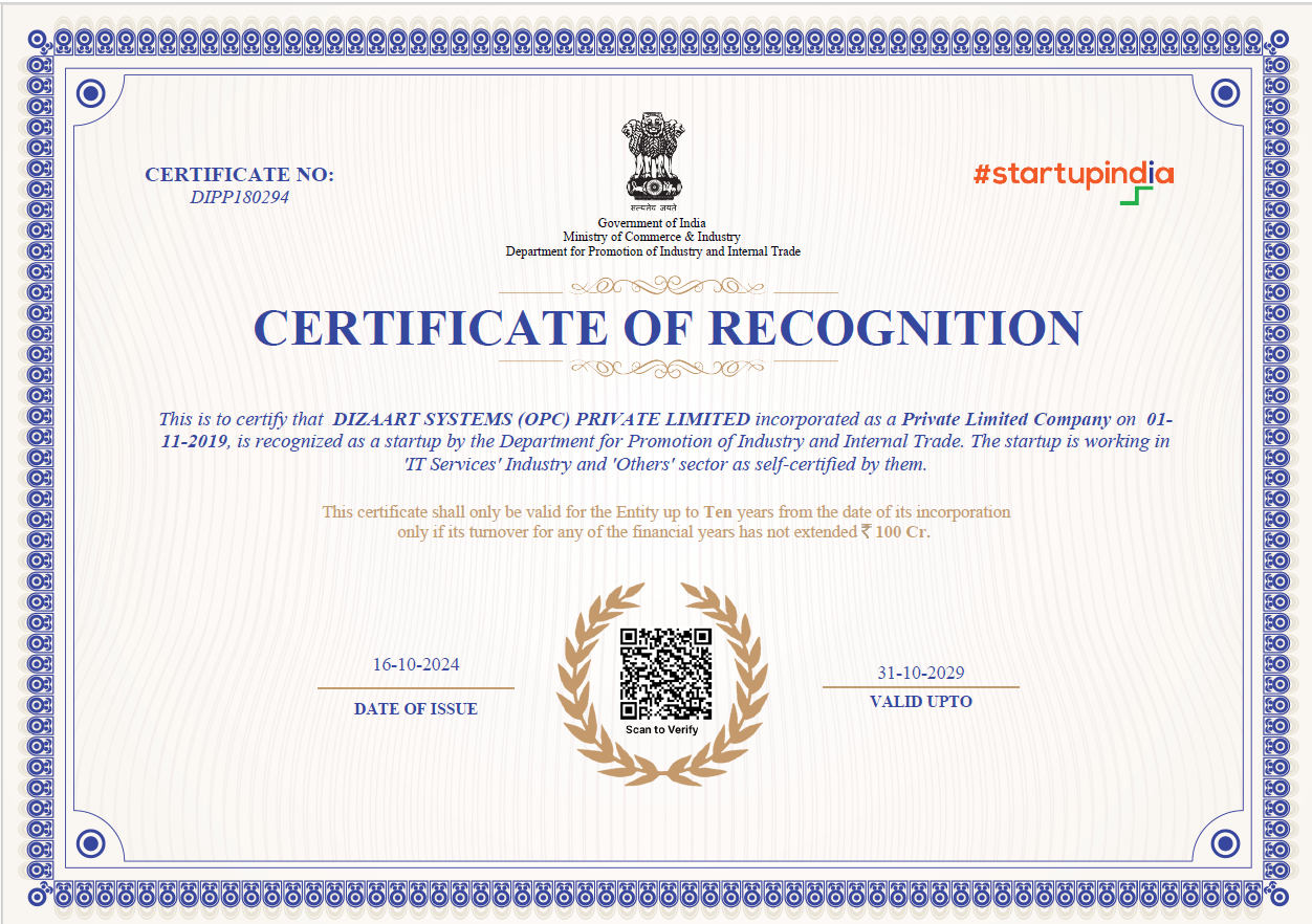 Startup India Certificate